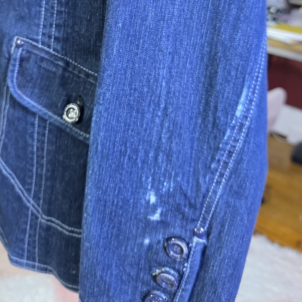 Denim‎ & Co Retro Vintage Distressed Denim Jacket Sz 2X - Picture 3 of 11